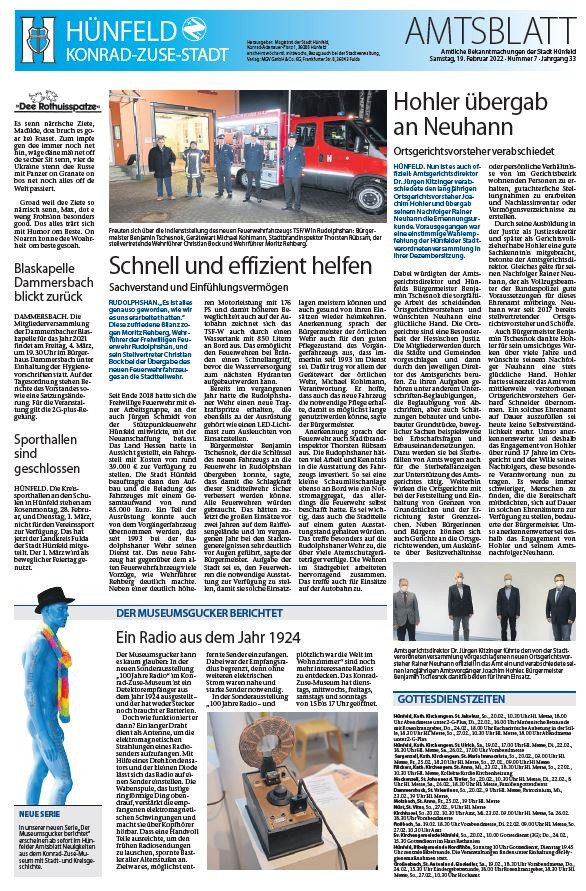 Amtsblatt vom 19. Februar 2022